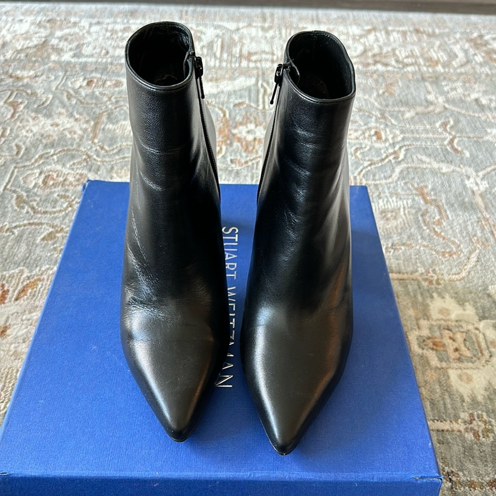 Stuart Weitzman black leather booties
